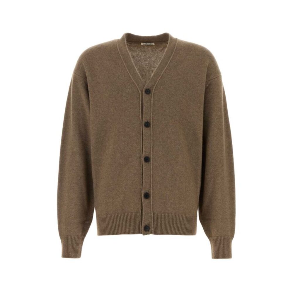 Auralee Men Brown Cashmere Cardigan